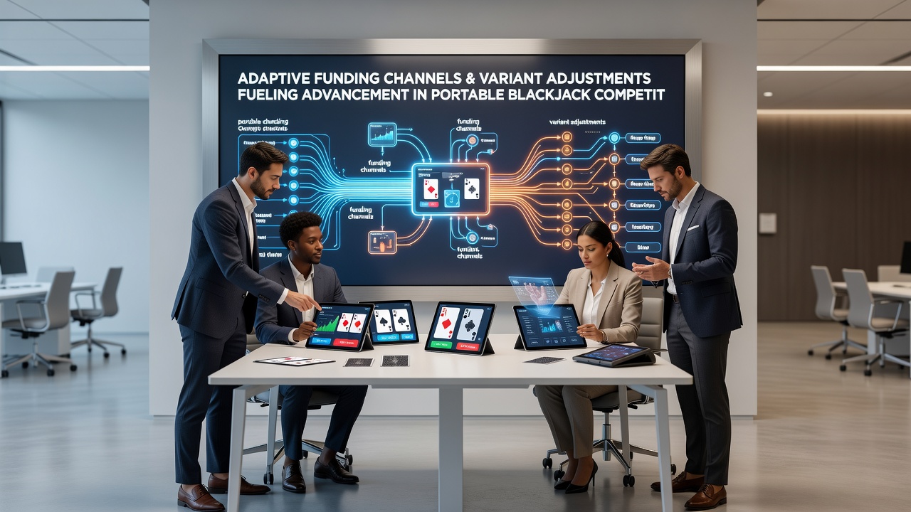 Players engaging with variant blackjack options on mobile devices during a networked tournament