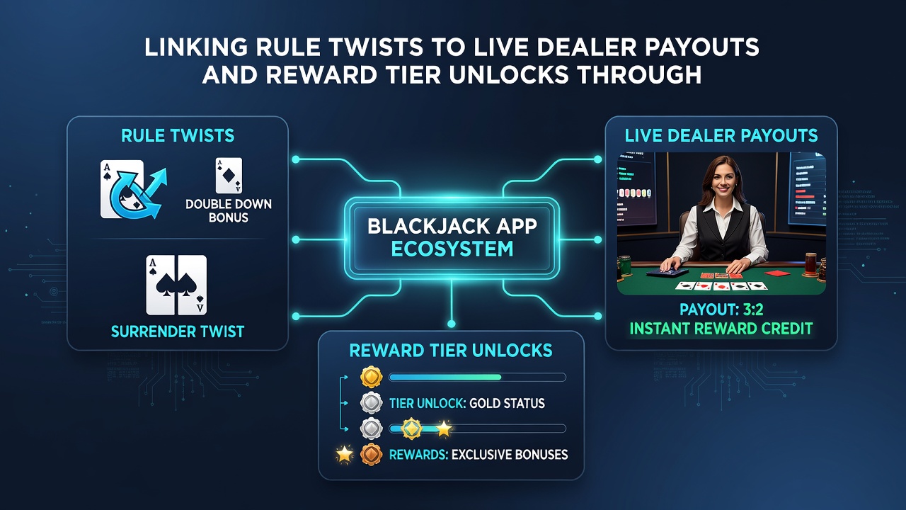 Mobile screen displaying reward tier progress linked to different blackjack variants and deposit methods