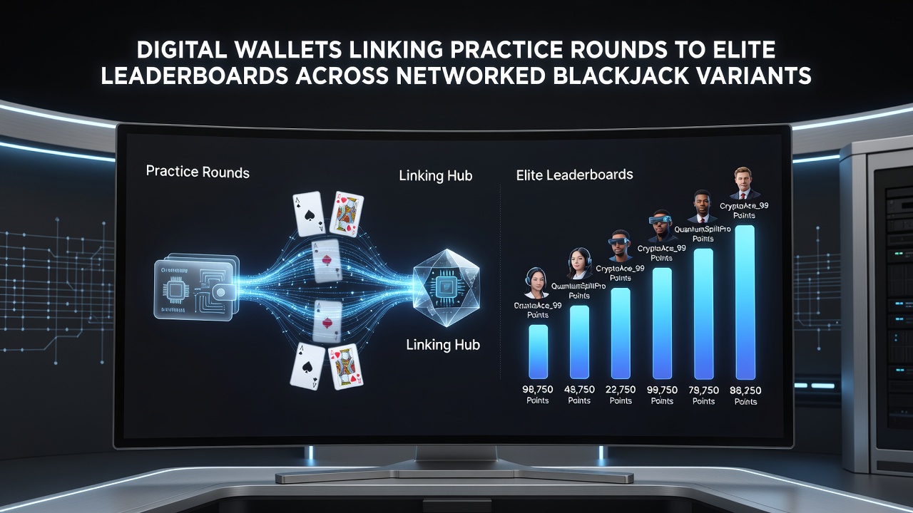 Leaderboard dashboard displaying synced practice metrics from digital wallet transactions in blackjack networks