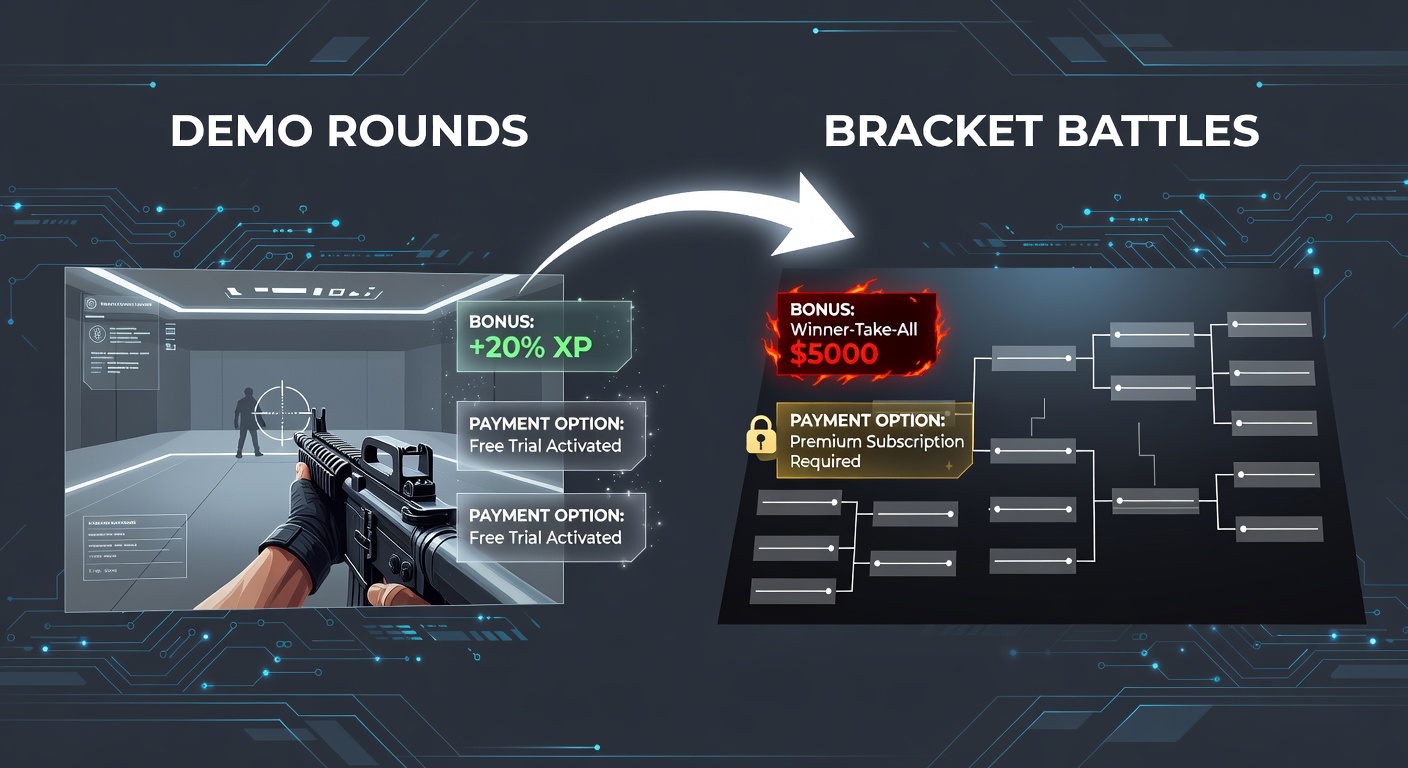 Bracket battle screen displaying active tournament matches with bonus multipliers and payment confirmation overlays