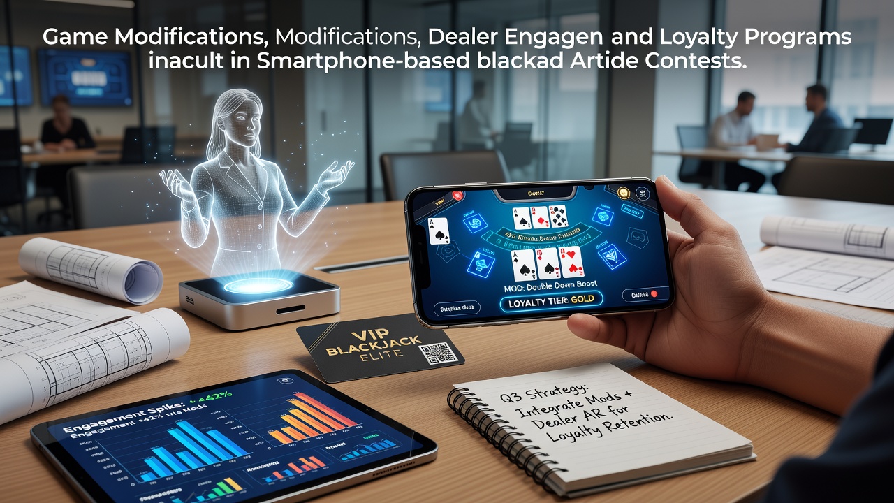Smartphone displaying blackjack game interface with custom rules and dealer video feed