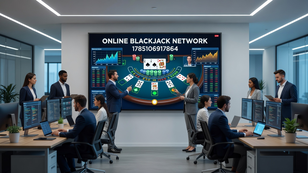 Screenshot of a networked blackjack tournament leaderboard with real-time updates