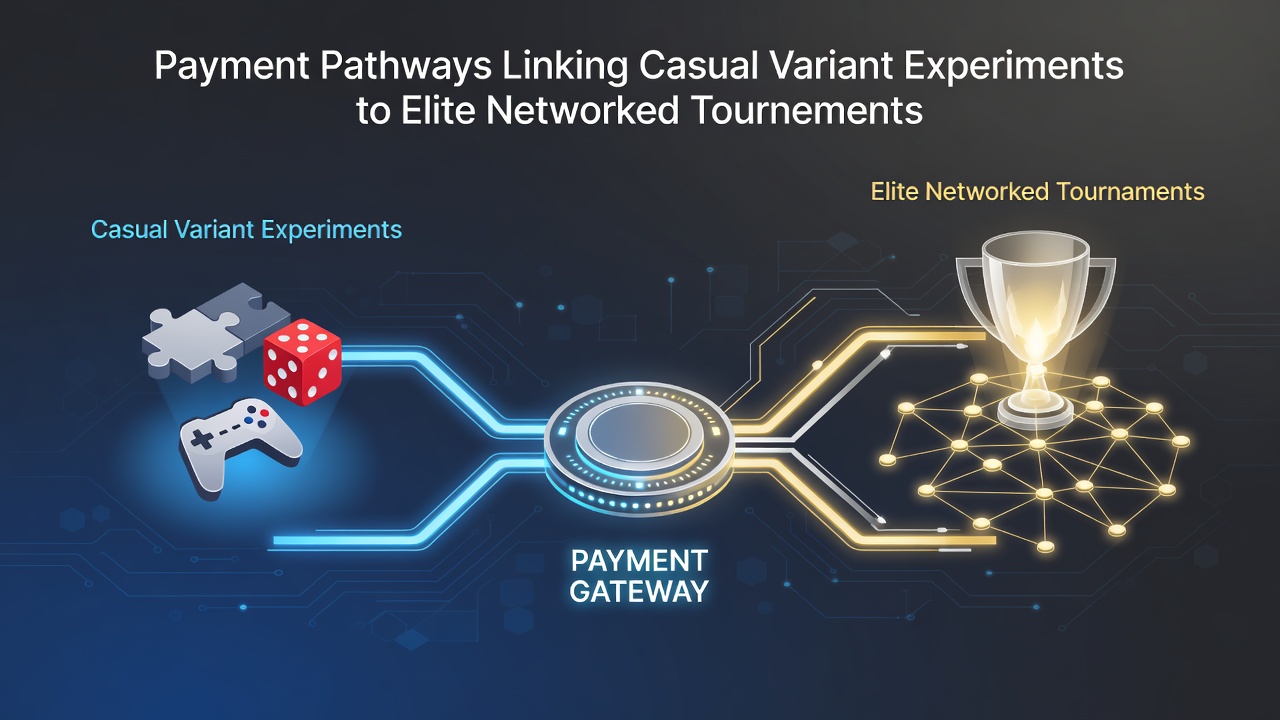 Network diagram illustrating connections between casual play payments and elite tournament brackets